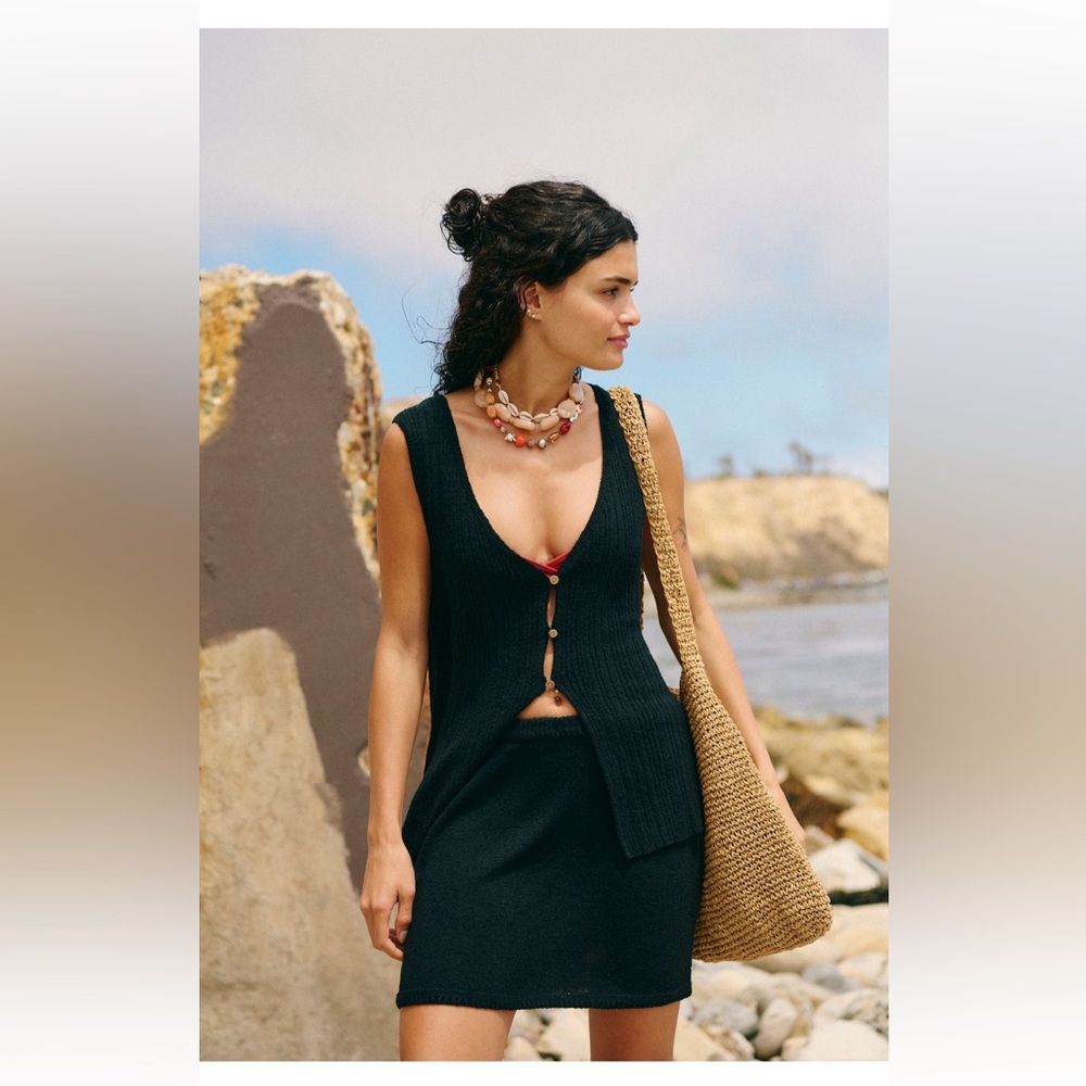 Free People Beach Rhea Sweater Set in Black size L
